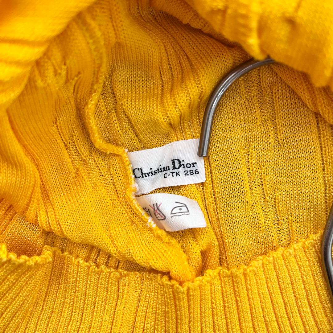 花Diorディオールサマーニット前開きシャツリブニット橙色