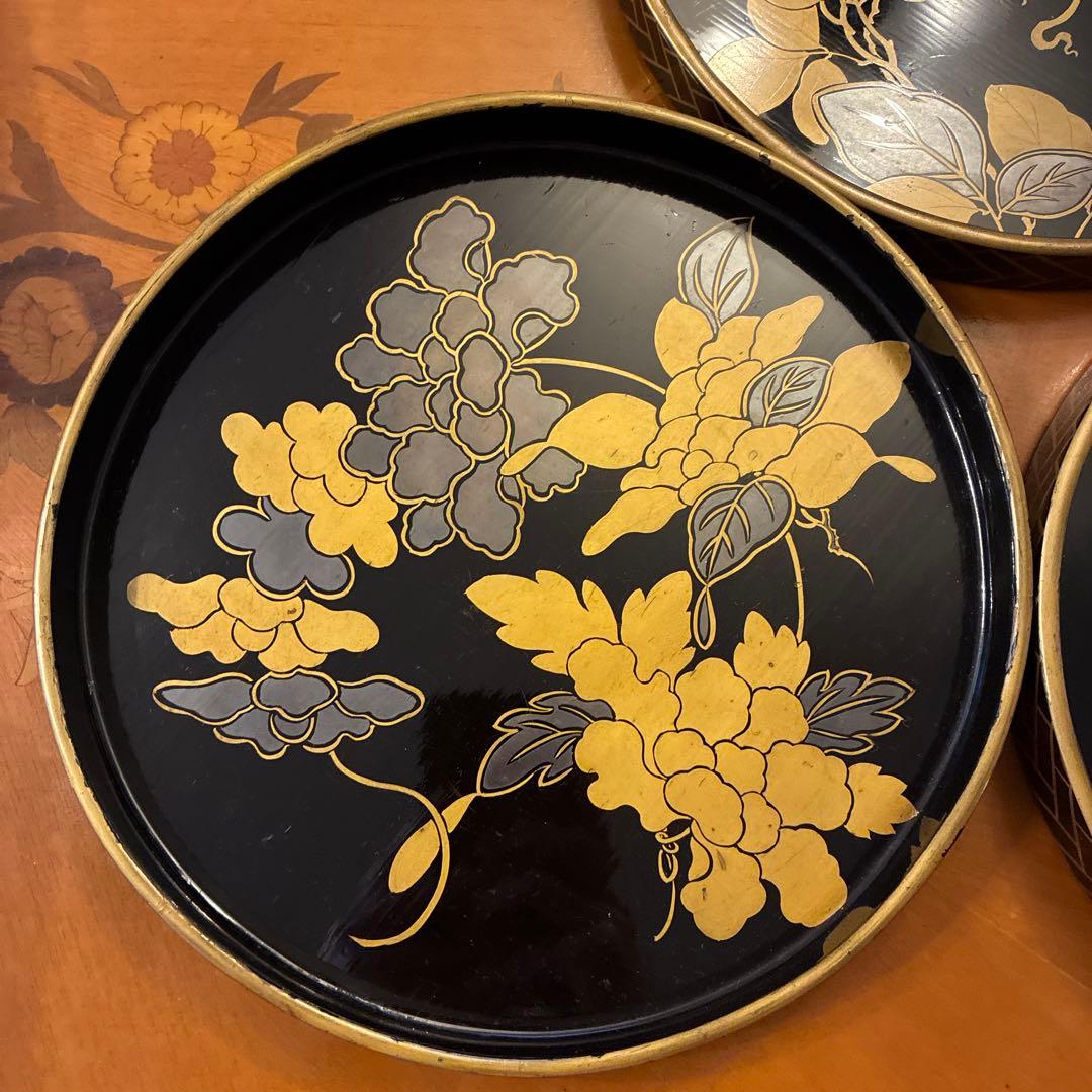 y*k様 最終価格　漆器　丸盆　3枚　江戸期