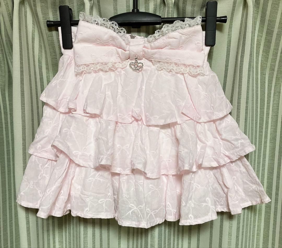 Ank Rouge コットンレーススカパン ピンク