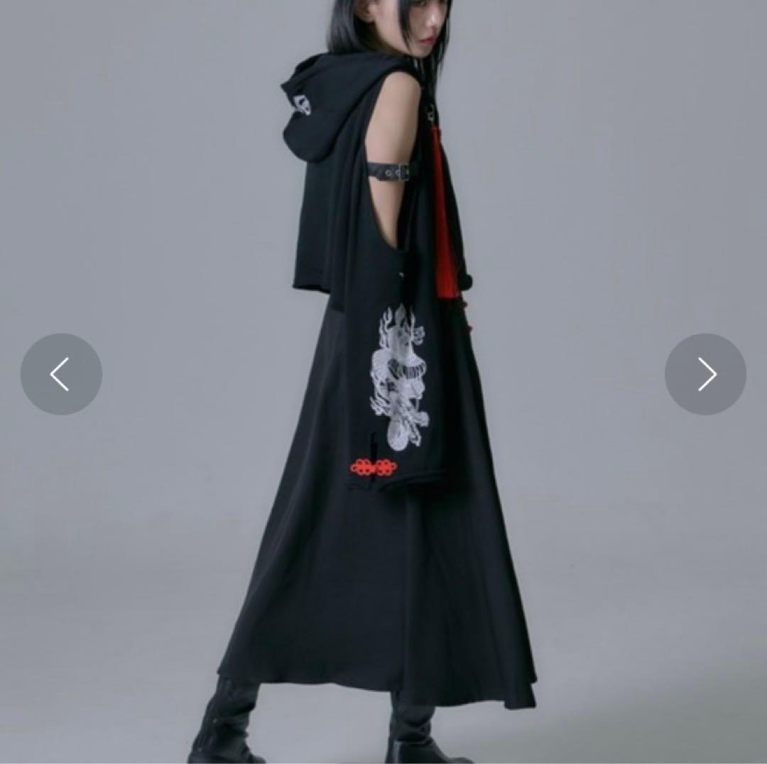 REFLEM レフレム クロップドチャイナパーカー ブラックレッド