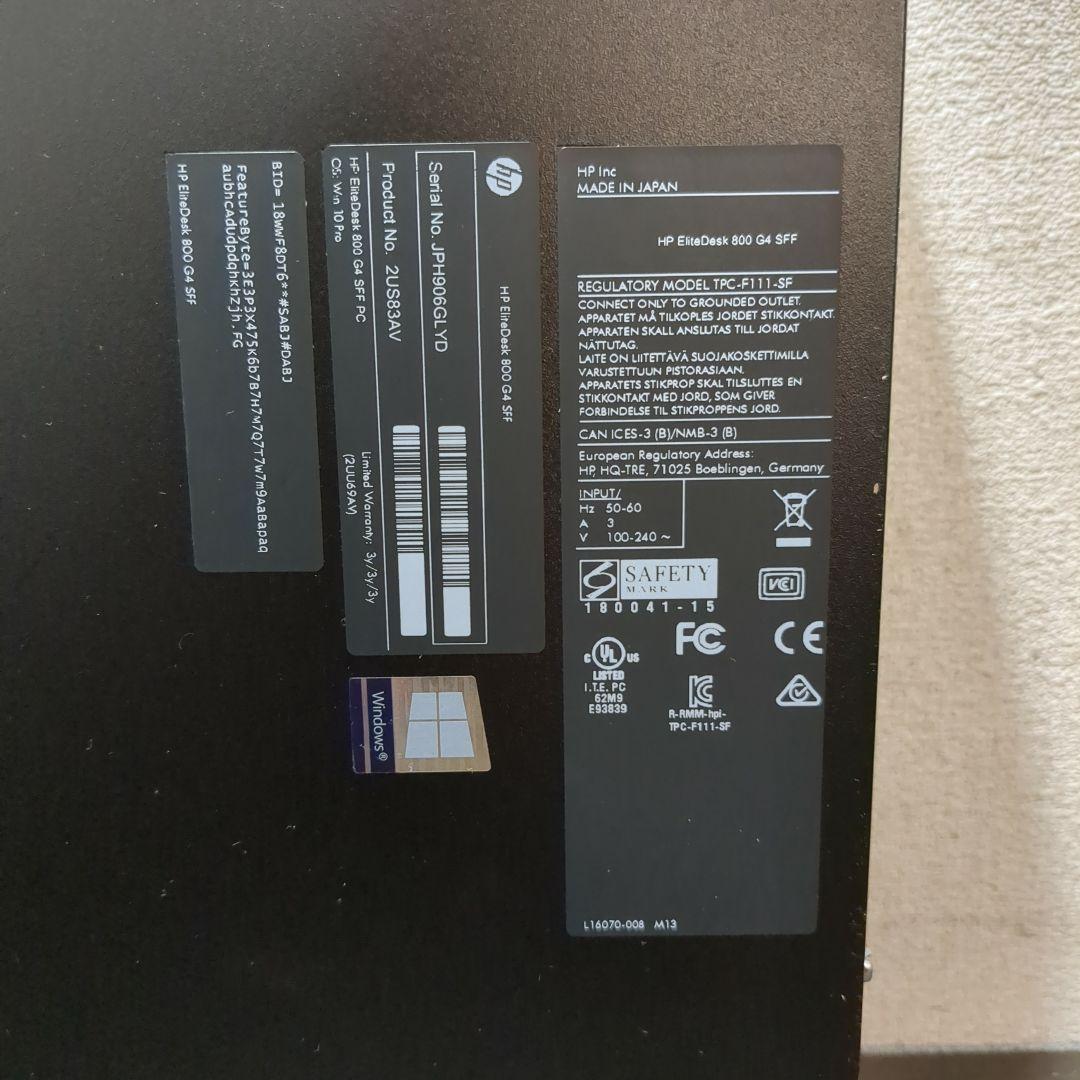 HP EliteDesk 800 G4 SFF デスクトップPC　M2323