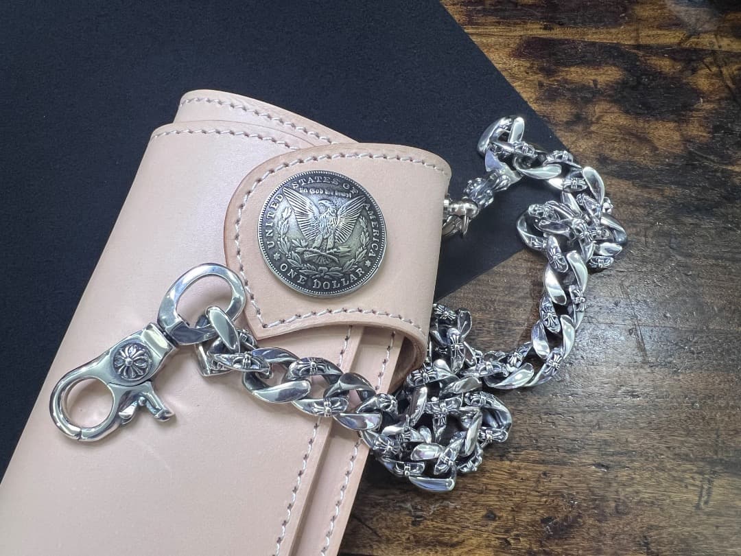 バイカー必須　ウォレット用プレーン　シルバーチェーン　TYPE1　QBKL012