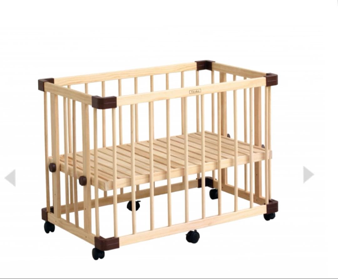ファルスカ ベビーベッド ミニジョイントベッド 木製 キャスター付き 引き取り可