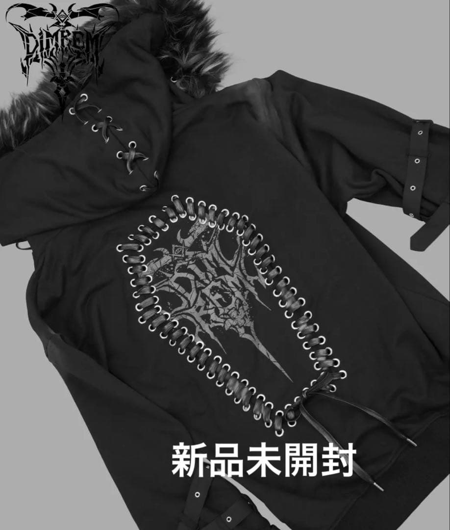 【DIMREM】DimMoire 超ハトメファーフードパーカー【Black】