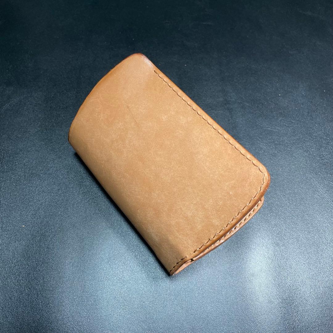 二つ折り財布　マヤレザー　ミドルウォレット　ハンドメイド　シマエナガ【匿名配送】