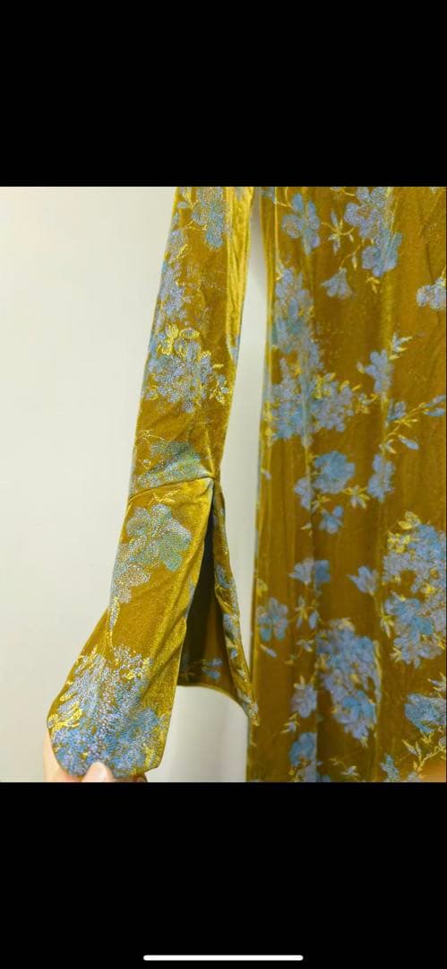 ワンピース Ameri Vintage FLOWER PRINT VELOUR DRESS