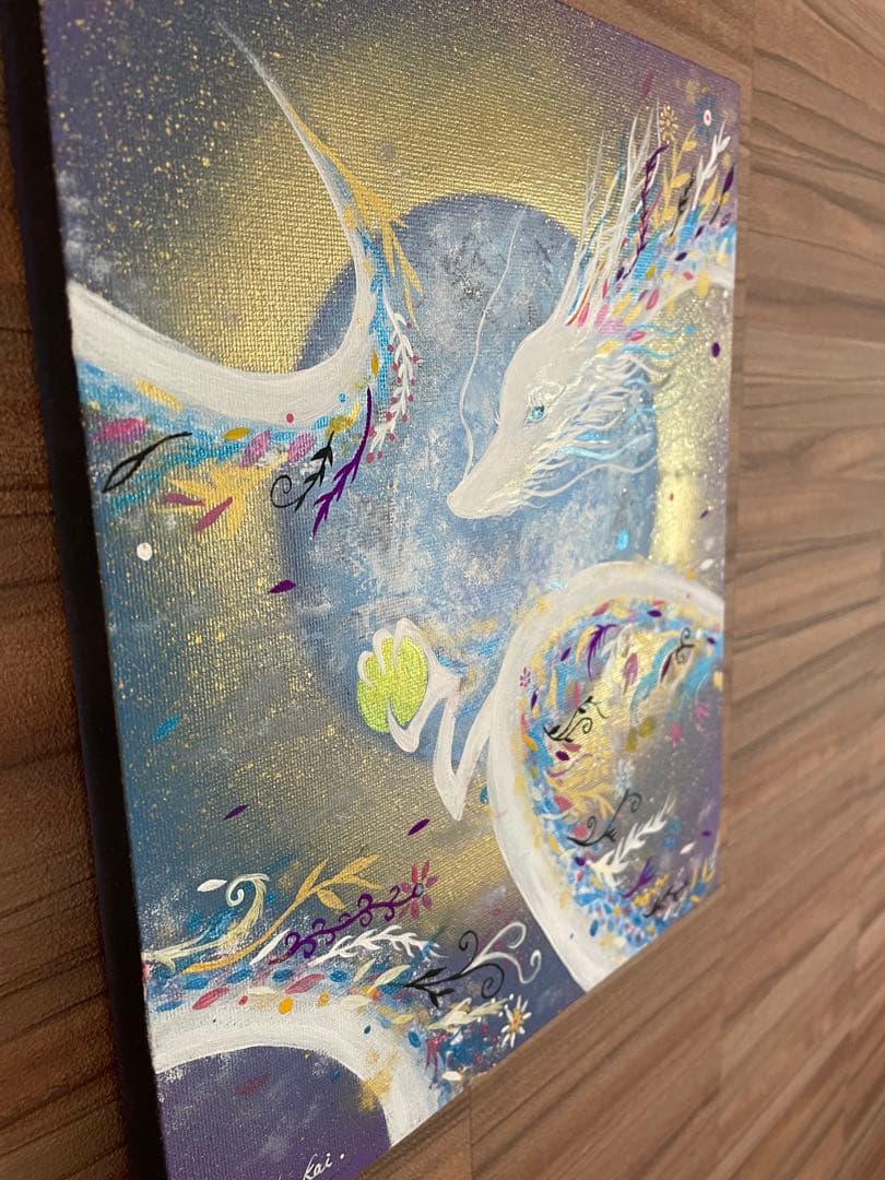 癒しの花龍 開運絵画 ヒーリングアート アクリル画 龍ノツカイ