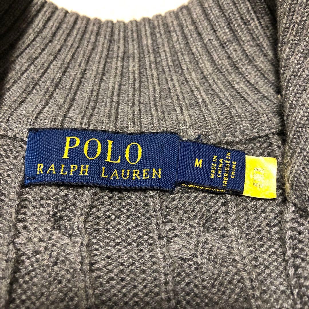 ポロラルフローレン　ケーブルニット　ハーフジップ　ポニー刺繍ロゴ　現行QRタグ