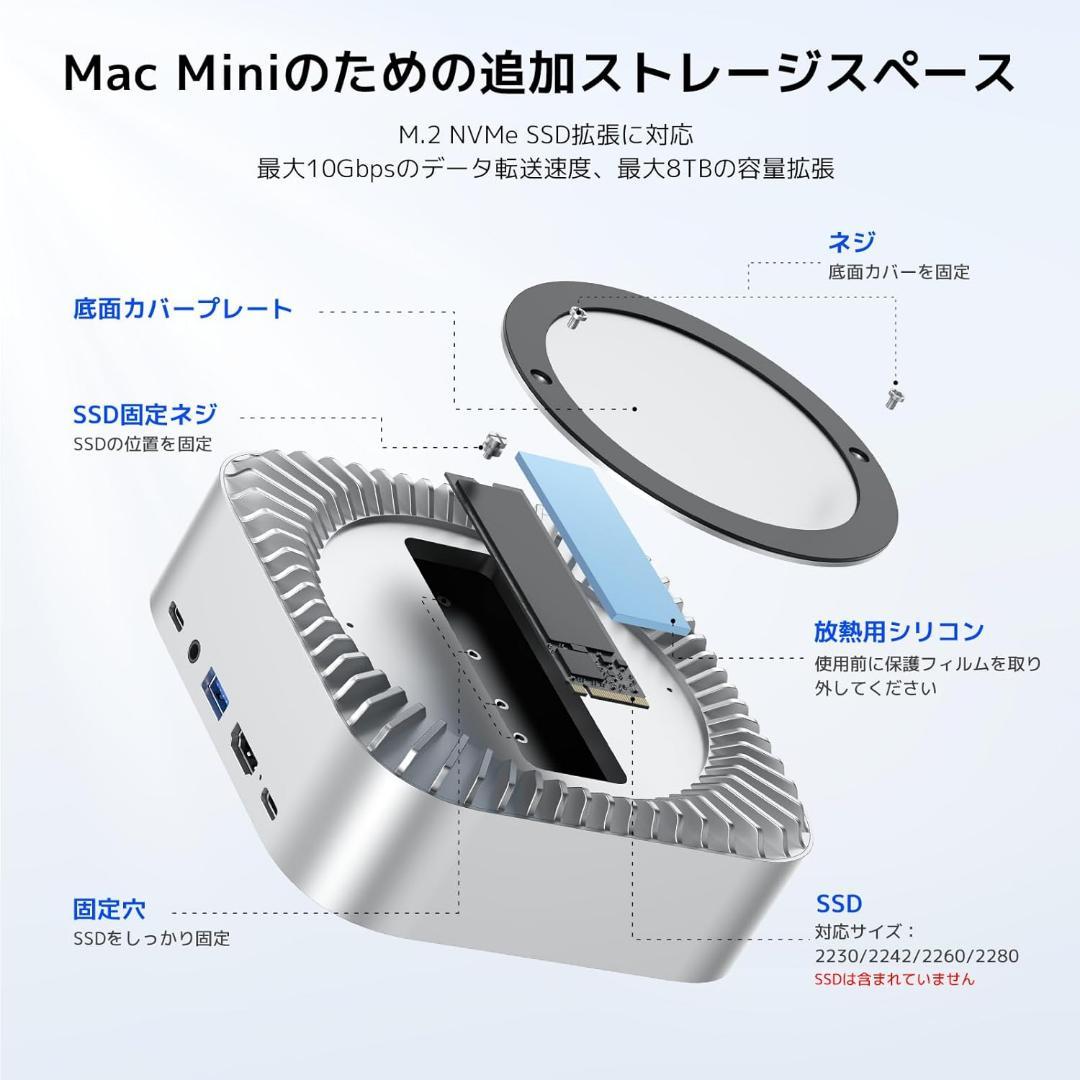 【新品未使用、匿名配送‼️】Mac Mini M4 対応ハブ 高精細UI