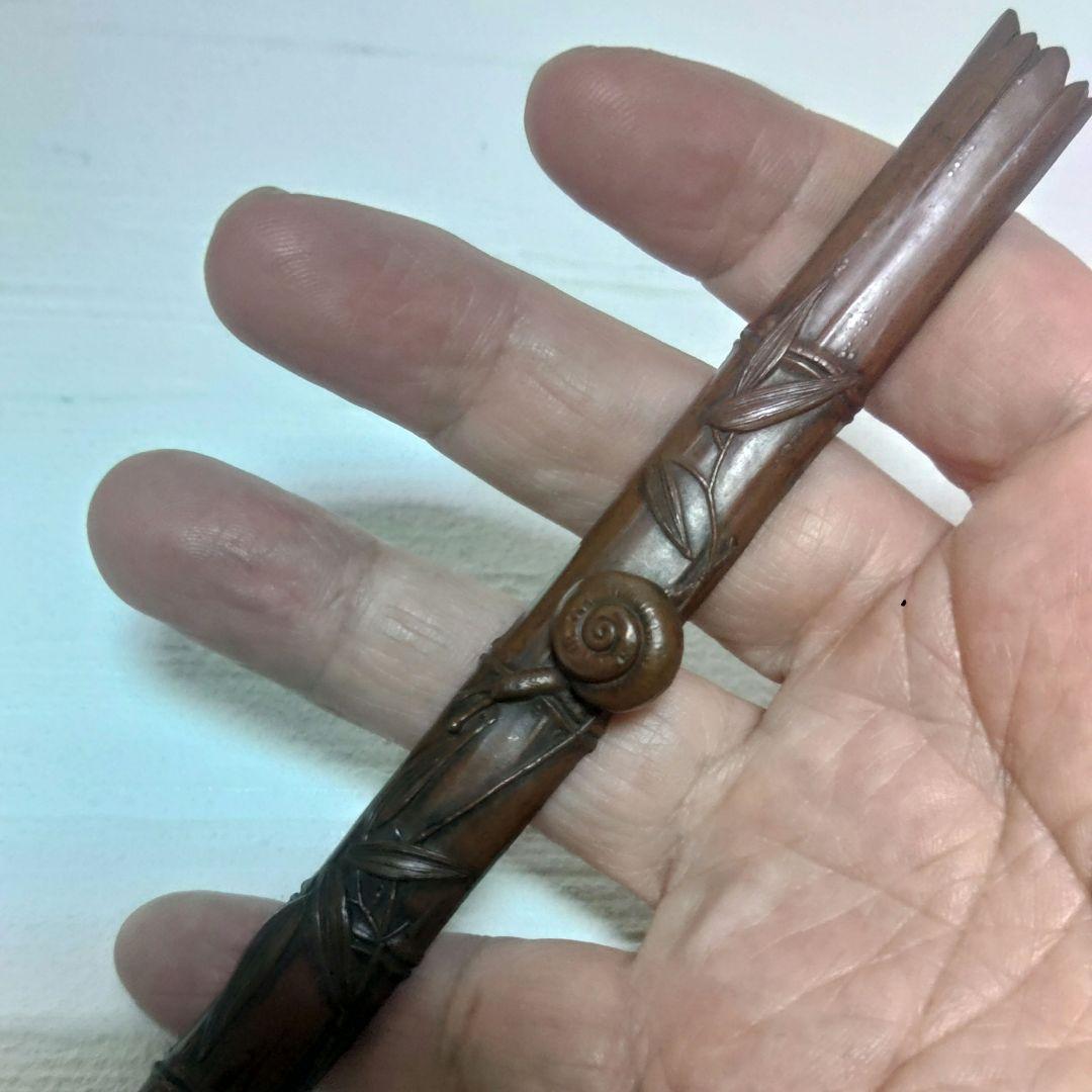 書鎮　紙押さえ　文鎮　蝸牛　カタツムリ　金工　銅製　書道具　ツキ10