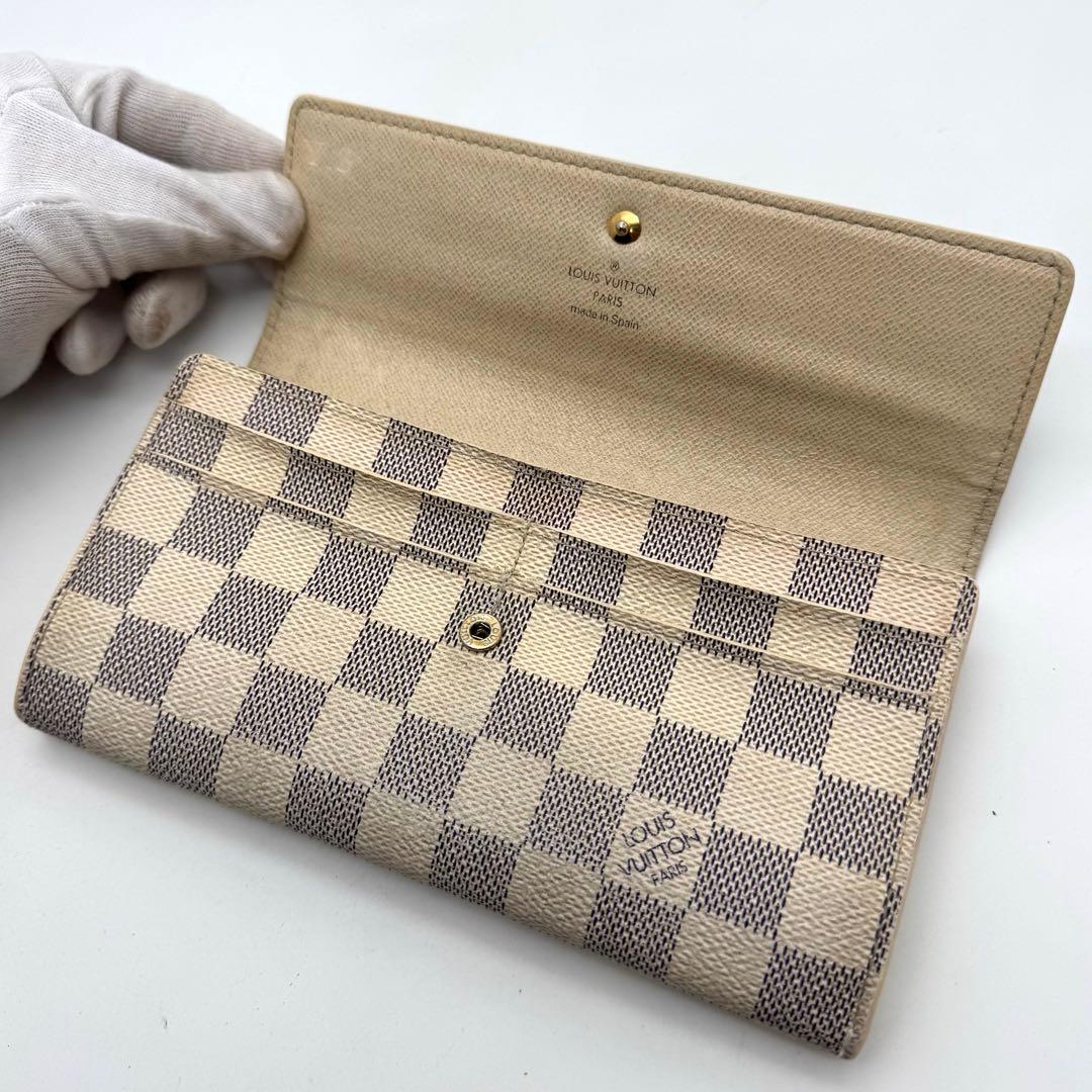 【極美品】ルイヴィトン　ダミエ・アズール　サラ　長財布　カード10枚　財布　白