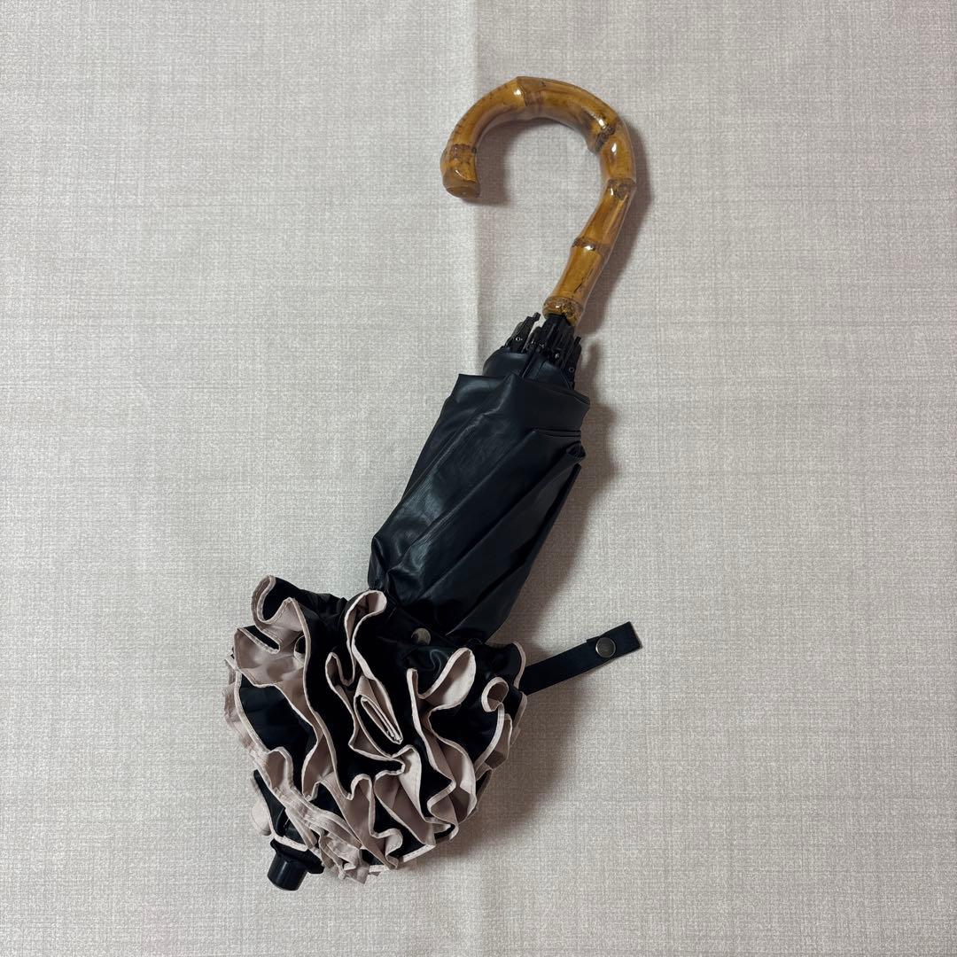 芦屋ロサブラン 2段 折りたたみ 日傘 フリル 傘袋 完全遮光 シングルフリル