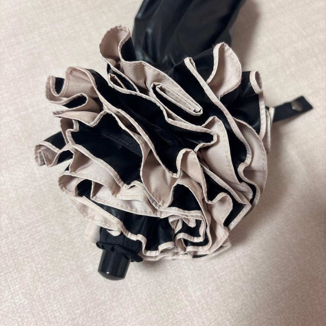 芦屋ロサブラン 2段 折りたたみ 日傘 フリル 傘袋 完全遮光 シングルフリル