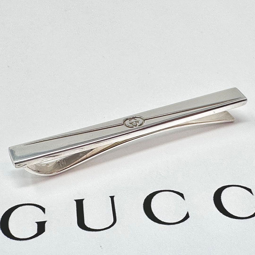 現行品　GUCCI ダイアゴナル　インターロッキングG ネクタイピン　925