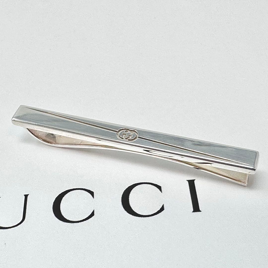 現行品　GUCCI ダイアゴナル　インターロッキングG ネクタイピン　925