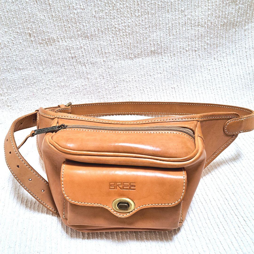 ブリーBREEボディーバッグ　ウェストポーチ　ヌメ革　レザーバッグ　ユニセックス