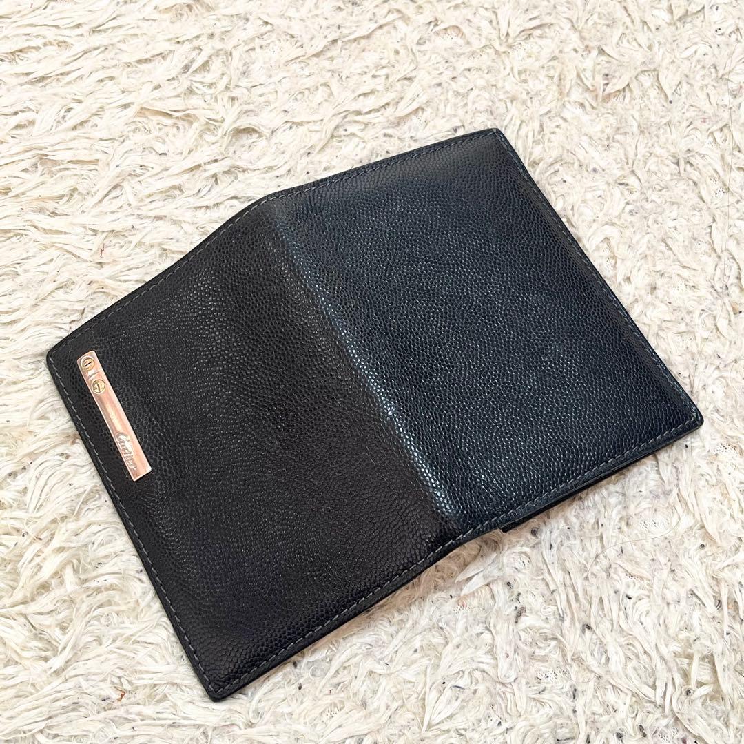 【良品】カルティエ　カードケース　名刺入れ　レザー　シルバー金具　黒