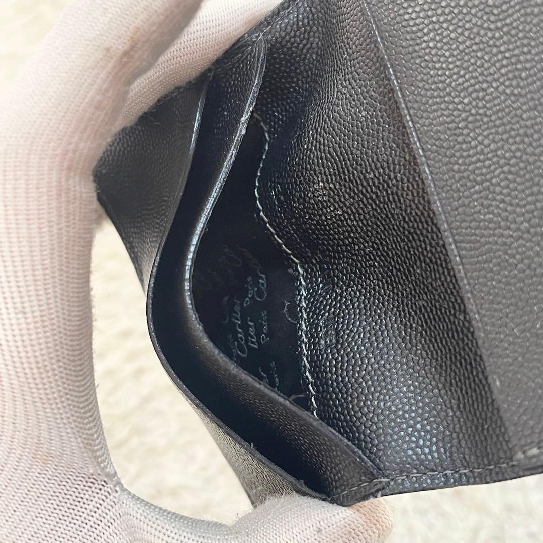 【良品】カルティエ　カードケース　名刺入れ　レザー　シルバー金具　黒