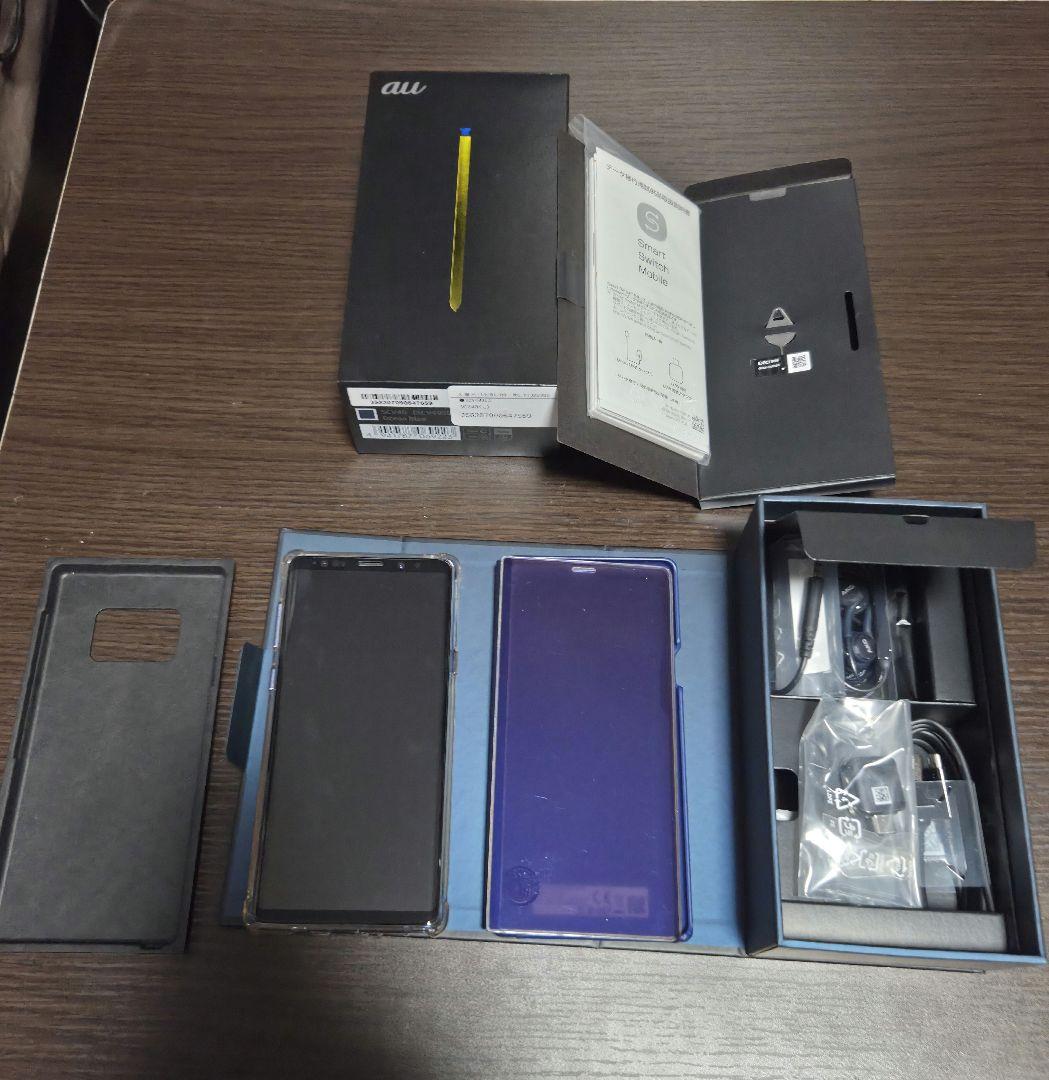 au Galaxy note9スマートフォン本体 フィルム、ケース2つ 箱付き
