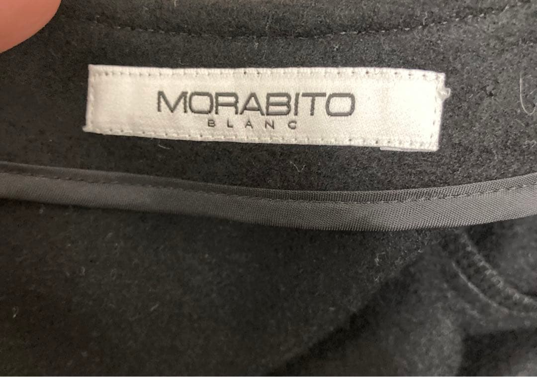 モラビト　アシメトリーロングワンピース 38 ブラック　ウール100%