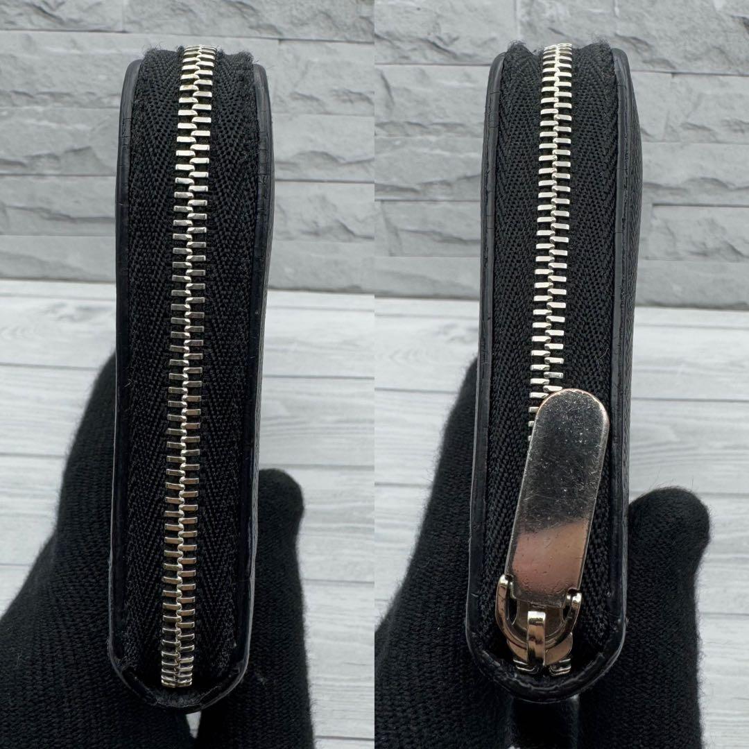 【美品】ティファニー 長財布 ラウンドファスナー レザー ブラック