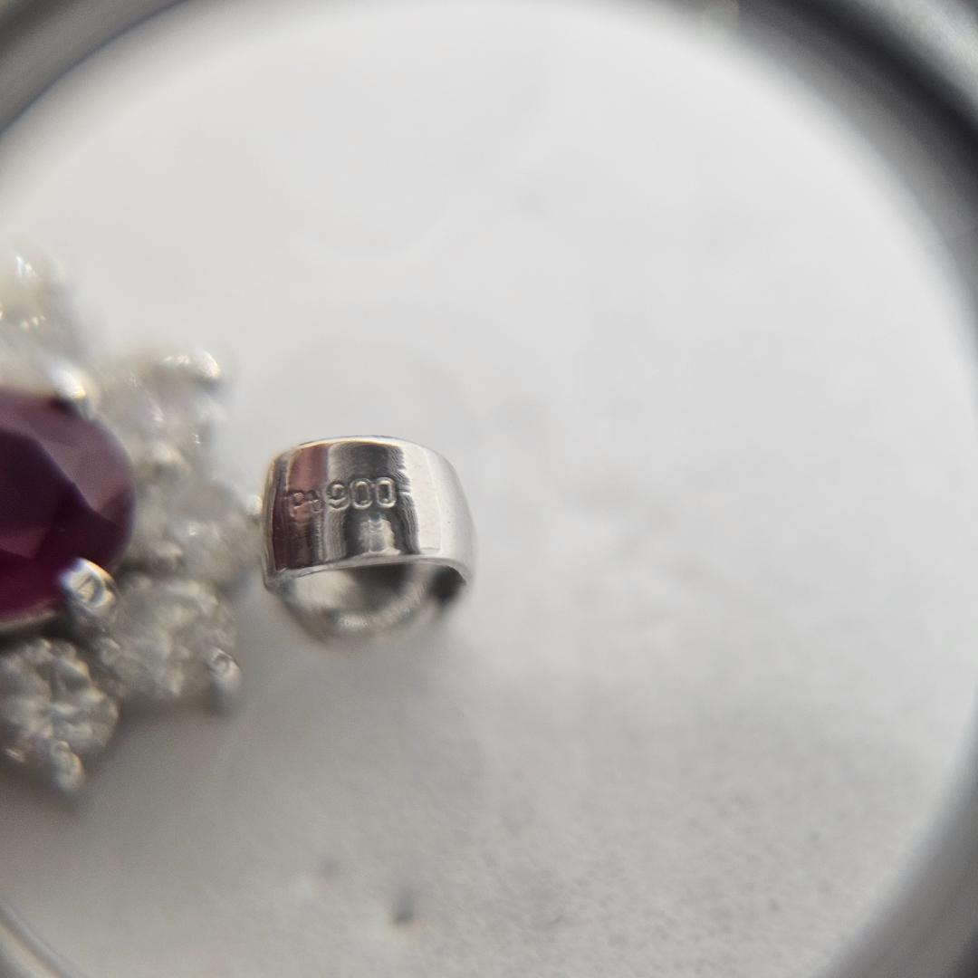 天然ルビー 0.3ct ダイヤモンド 取り巻き ネックレス Pt