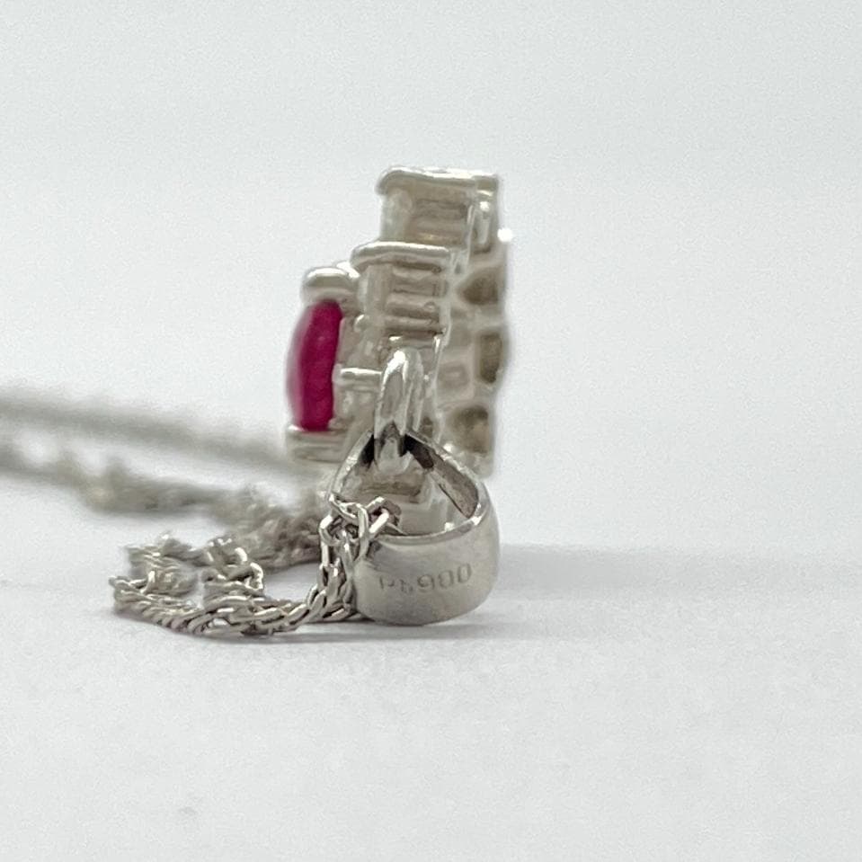 天然ルビー 0.3ct ダイヤモンド 取り巻き ネックレス Pt