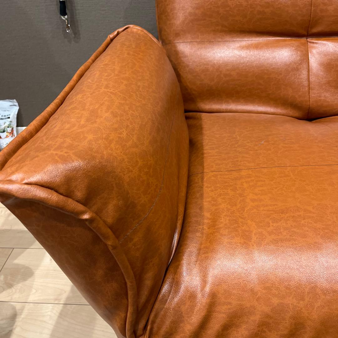 【キャメル】2人掛けソファ　ミッドセンチュリー風(送料込み)