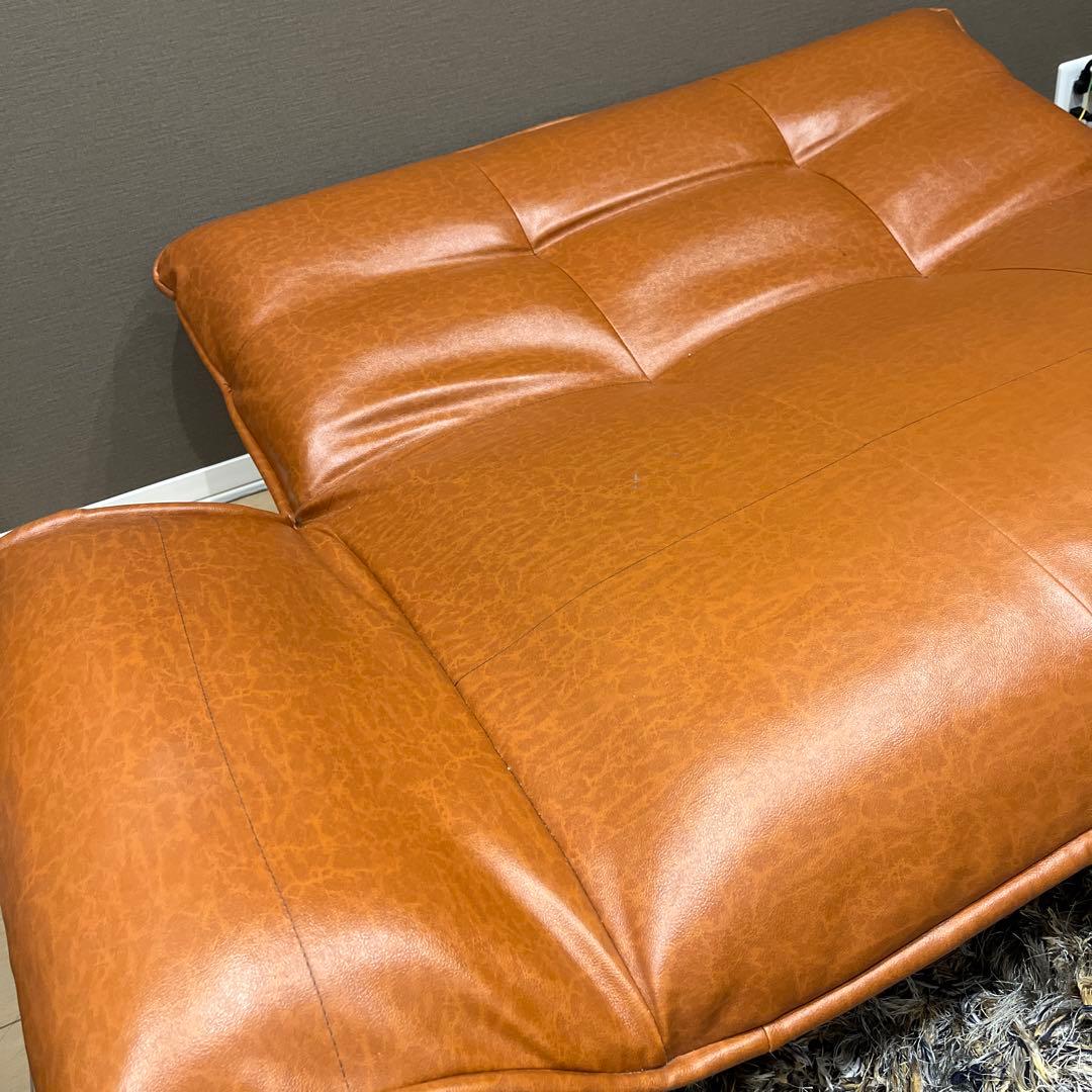 【キャメル】2人掛けソファ　ミッドセンチュリー風(送料込み)