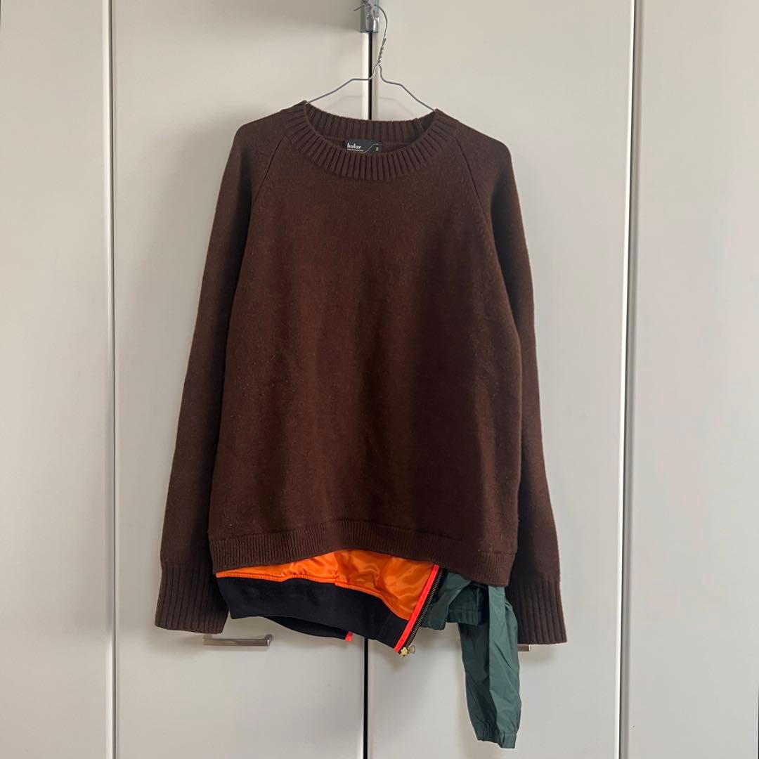 KOLOR 21AW 異素材 ドッキング ウール レイヤード ニット セーター