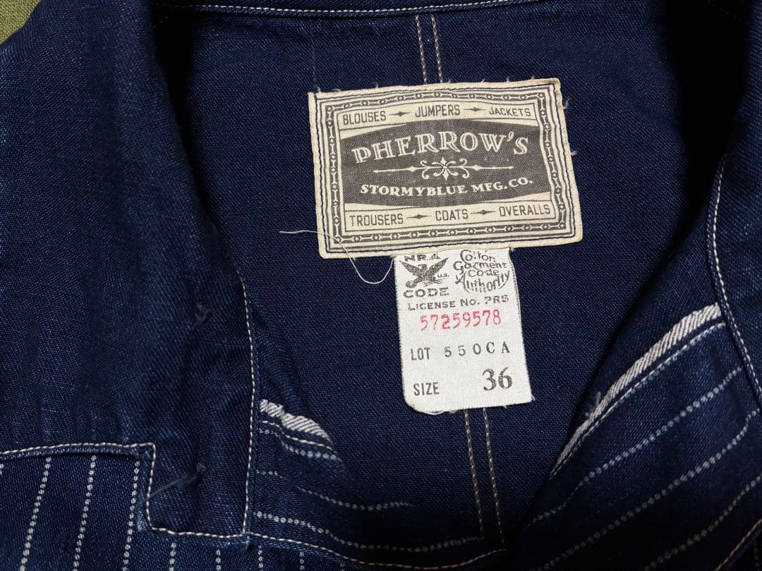 フェローズ カバーオール 36長袖ウォバッシュストライプ 550CA