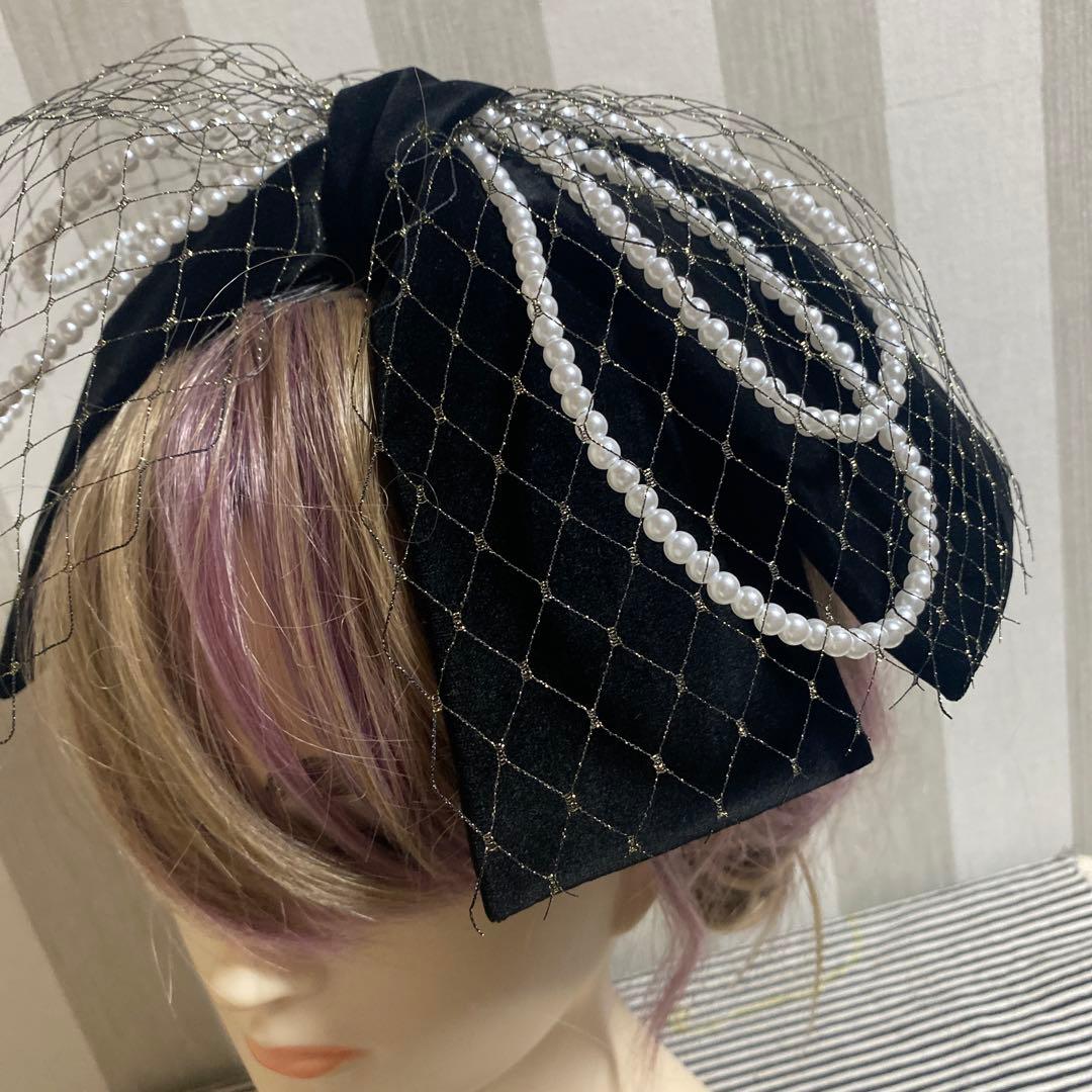 12/17❁︎ aaaaaiiaichan様 ❁︎ ヘッドドレス ベロアリボン×パー
