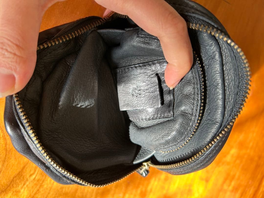 籐とレザーのかごバッグ小物入れ