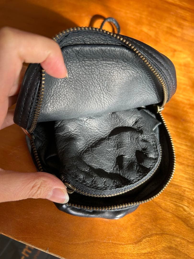 籐とレザーのかごバッグ小物入れ