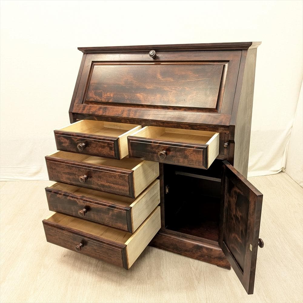 天然木　ライティングデスク　ライティングビューロー　学習机　勉強机　デスク　民藝