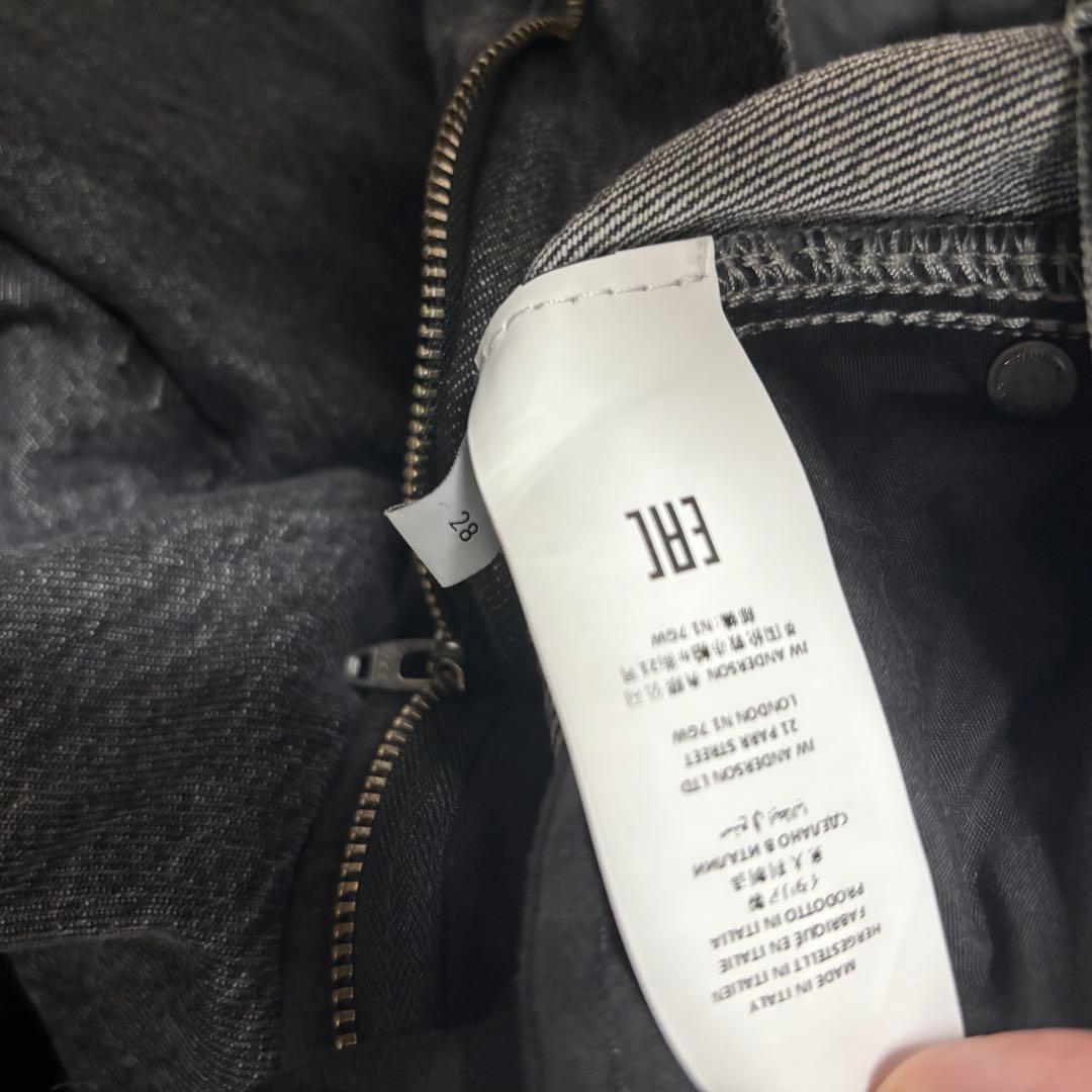 J.W.ANDERSON ダブルウエストデニムパンツ 28 ブラック