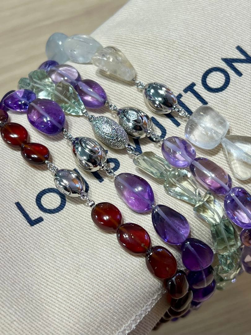 天然石　ネックレス5本セット　留め具（たまご刻・SV925）