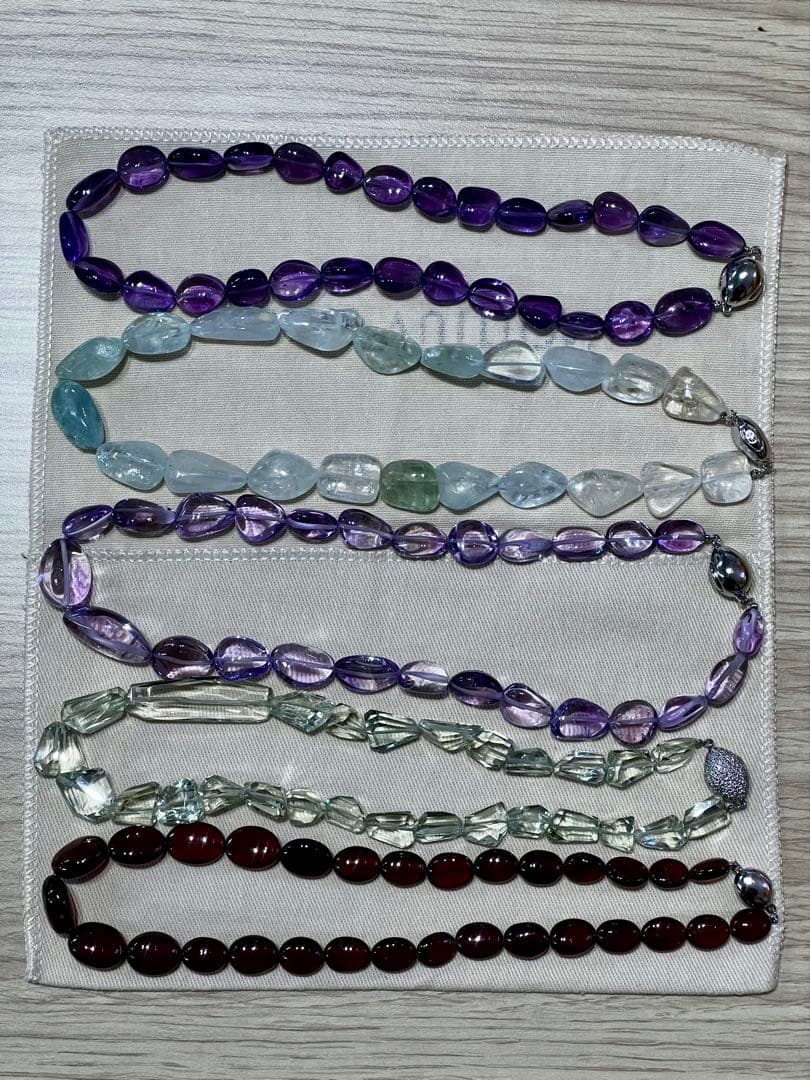 天然石　ネックレス5本セット　留め具（たまご刻・SV925）