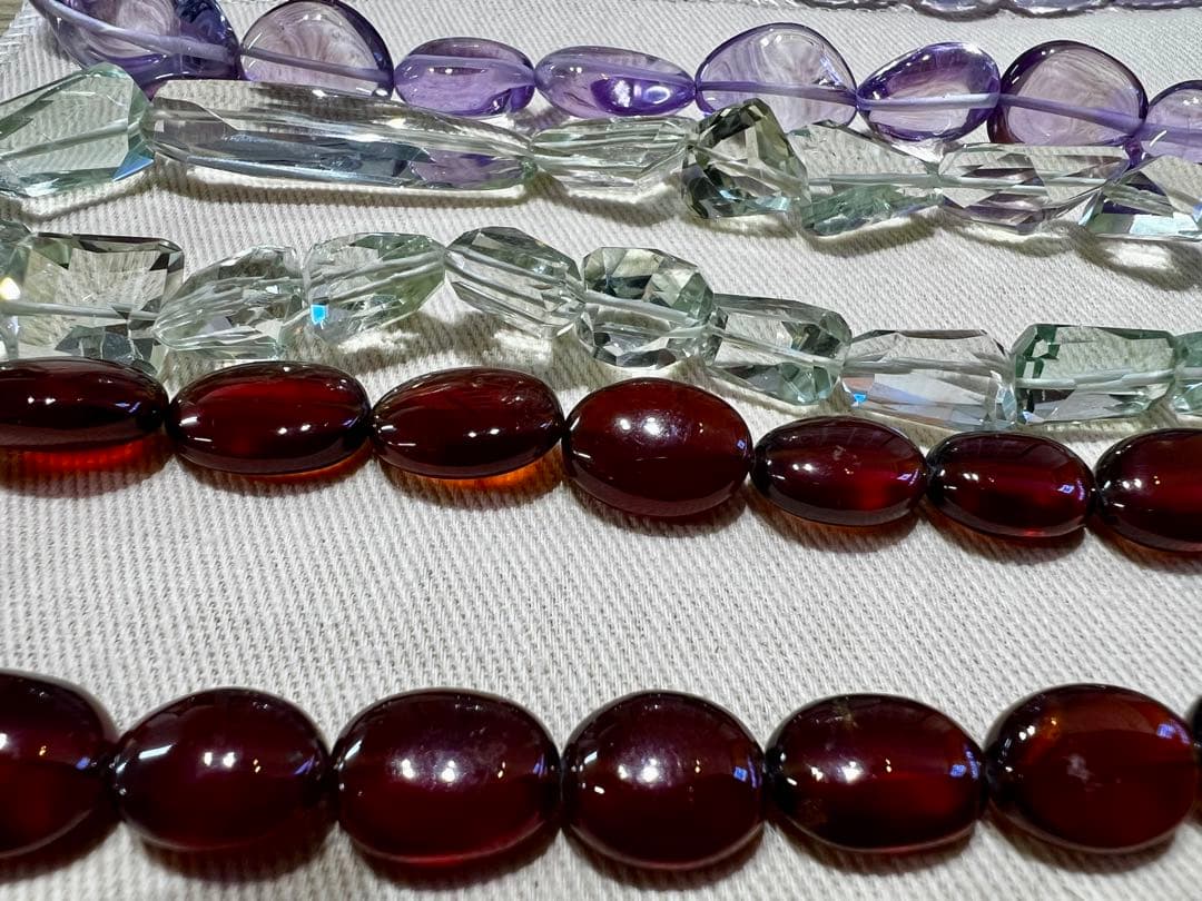 天然石　ネックレス5本セット　留め具（たまご刻・SV925）