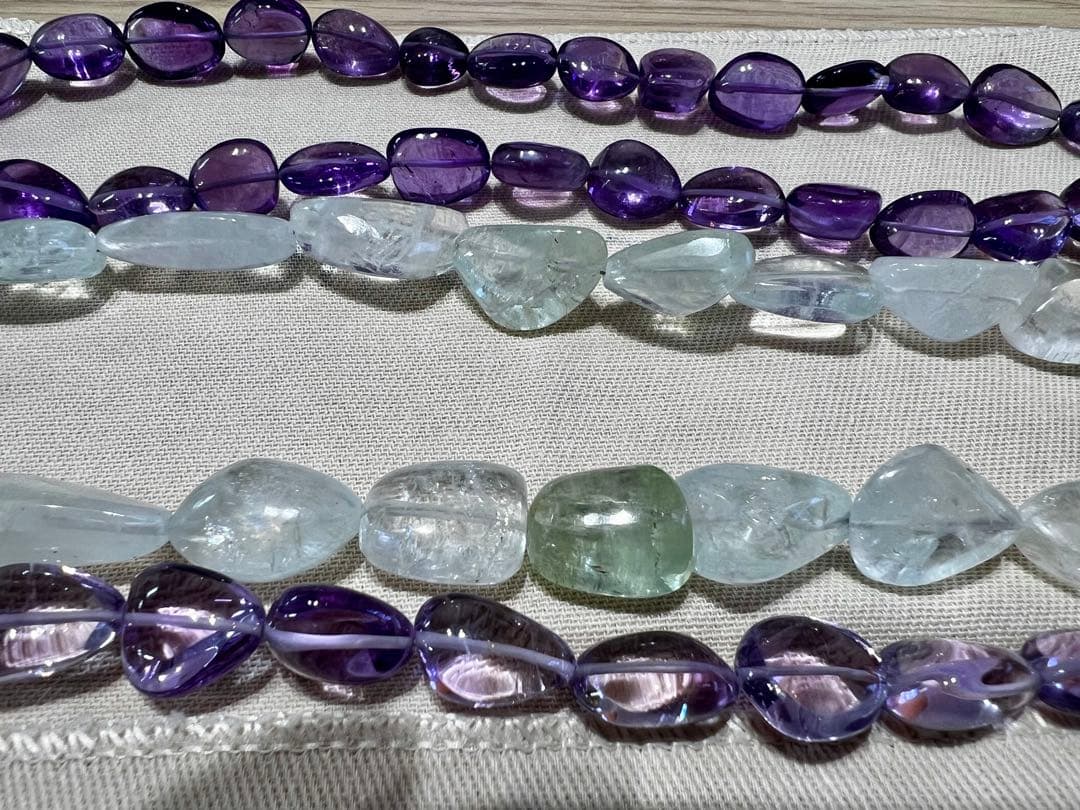 天然石　ネックレス5本セット　留め具（たまご刻・SV925）