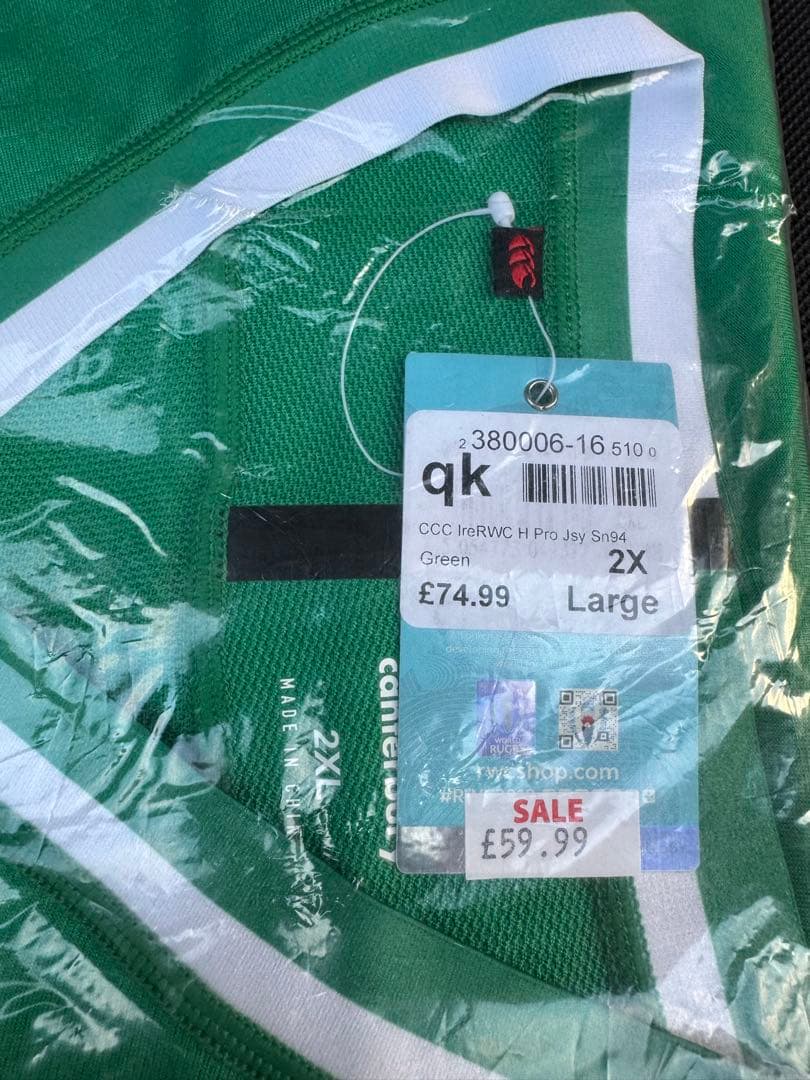 ラグビーW杯 2019 日本大会 アイルランド IRFU代表 ジャージ 2XL