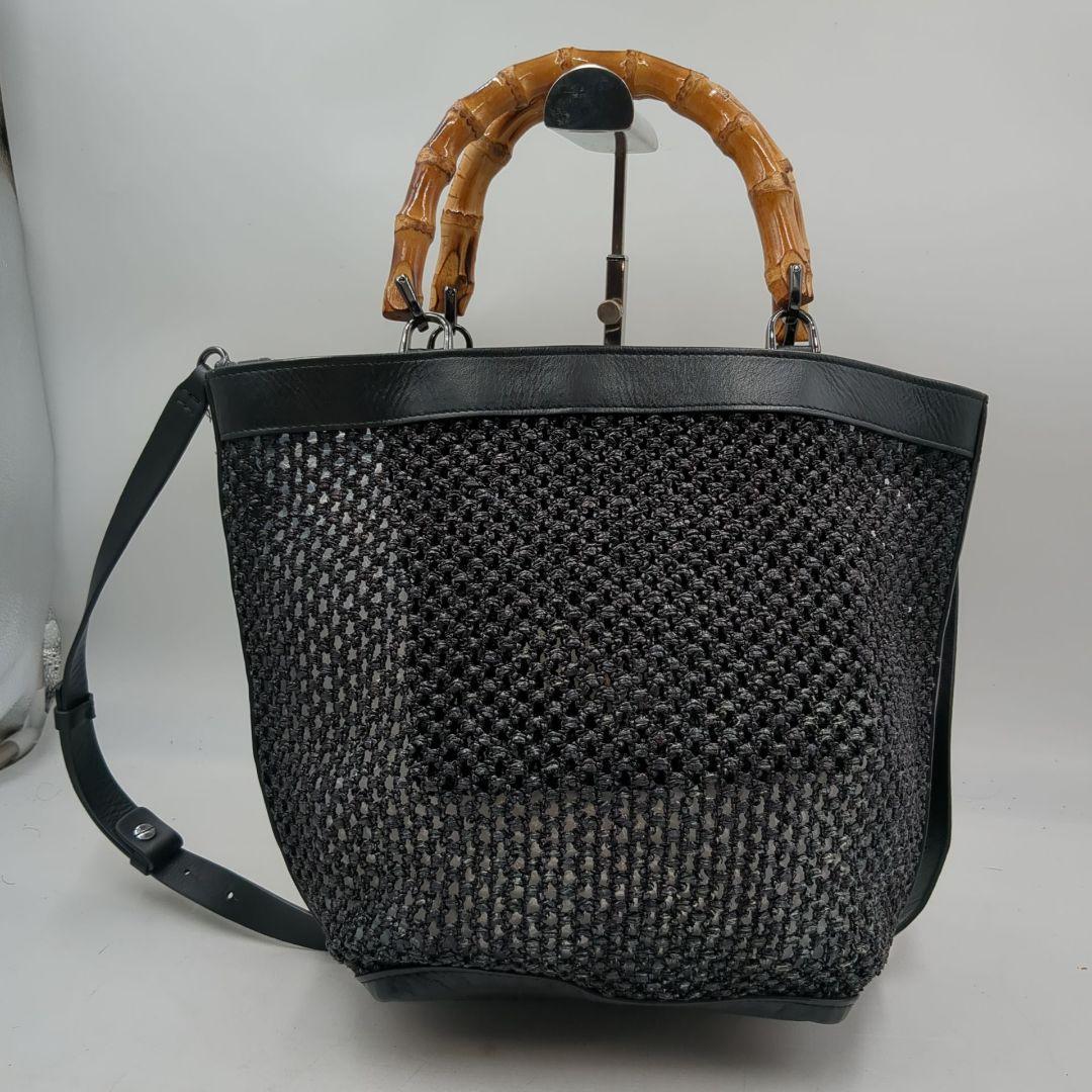 美品 Weekend Max Mara かごバッグ ショルダー バンブー 黒