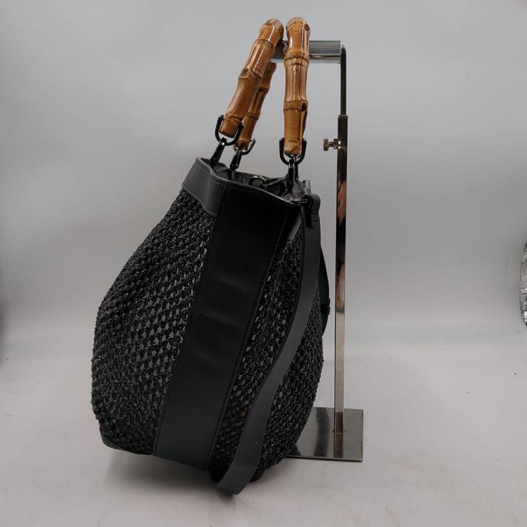 美品 Weekend Max Mara かごバッグ ショルダー バンブー 黒