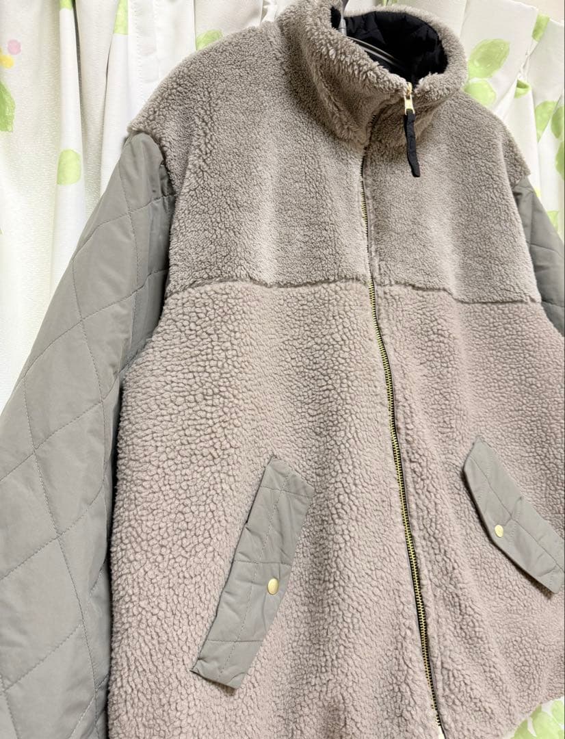 グローバルワーク　リバーシブルキルトブルゾン　モカLサイズ