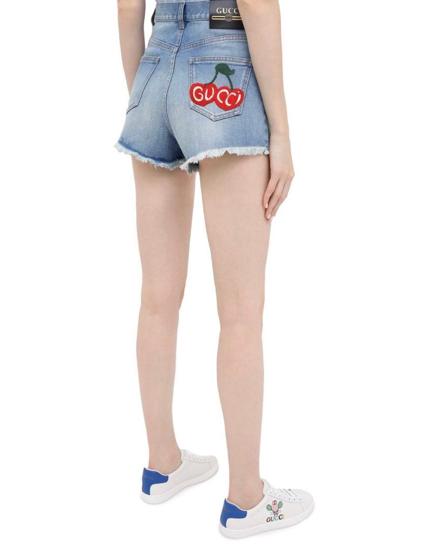 専用✳︎新品未使用限定GUCCIデニムショートパンツ22さくらんぼ