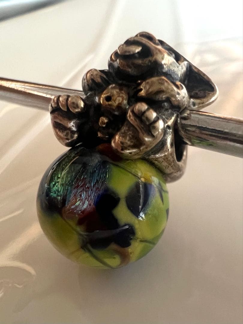 【美品・希少】トロールビーズ マーブル シルバー ミックスビーズ