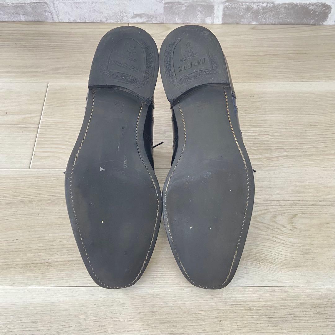 スコッチグレイン ウィングチップ ブラック 25.5cm 革靴　メダリオン