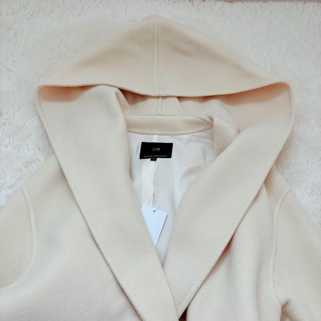 新品タグ付き✨23区　ウールリバー フーデッドコート フード付き　ウールコート