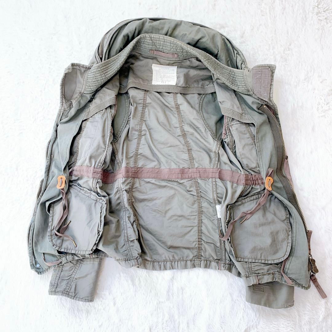 ゴア カーキミリタリージャケット フード収納 綿100% アウター 羽織 メンズ