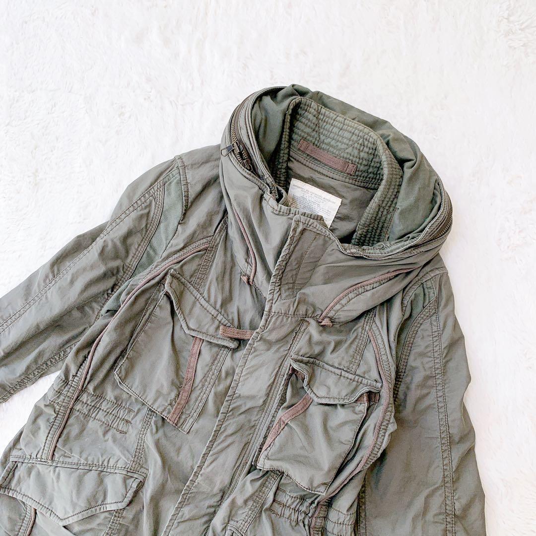 ゴア カーキミリタリージャケット フード収納 綿100% アウター 羽織 メンズ